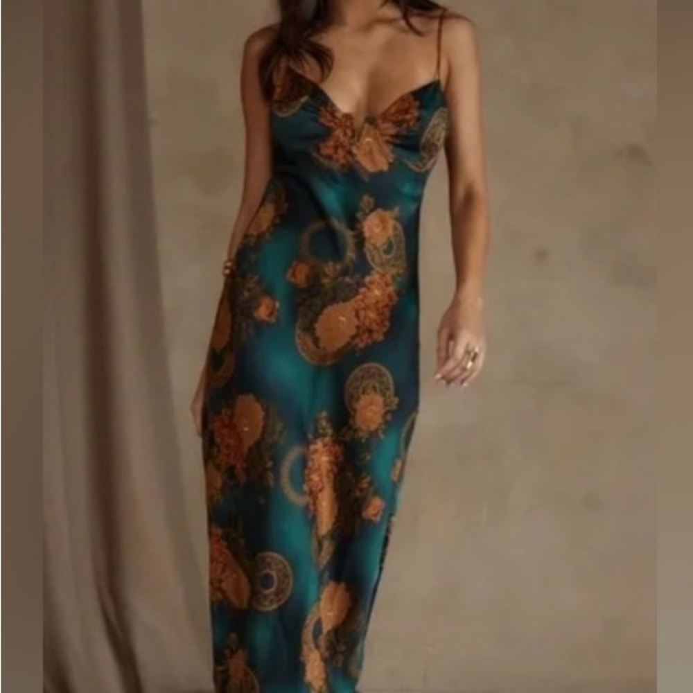 Elegant Floral Satin Dress 12th Tribe
